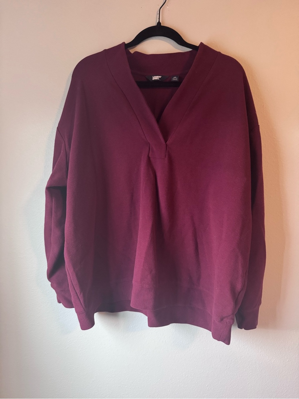 Lands' End Women's V-Neck Sweater in Wine